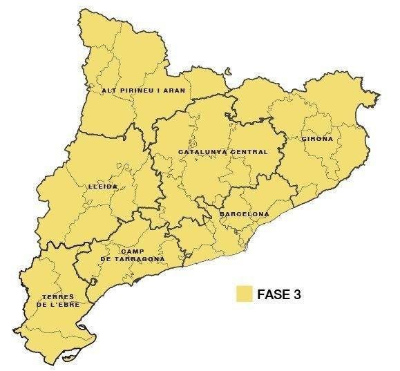 Des d’avui, tot Catalunya passa a fase 3 de desconfinament