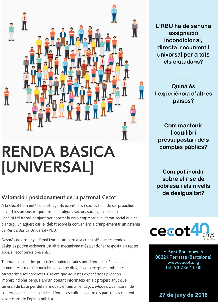 La Cecot introdueix el sector empresarial en el debat sobre la implementació d’una Renda Bàsica Universal  